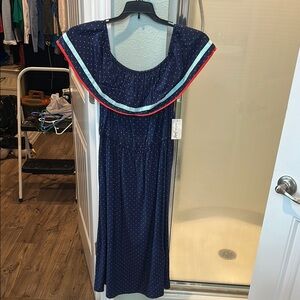 Maison Jules Navy Dress with White Dots